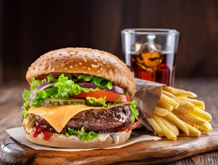 Burger and Soft Drinks